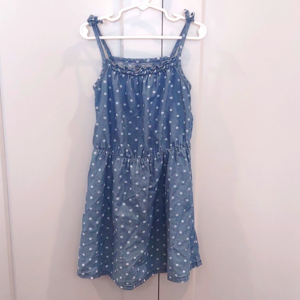 Girls polka dot denim dress